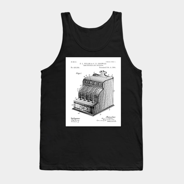 Cash Register Patent - Entrepreneur Office Decor Art - White Tank Top by patentpress